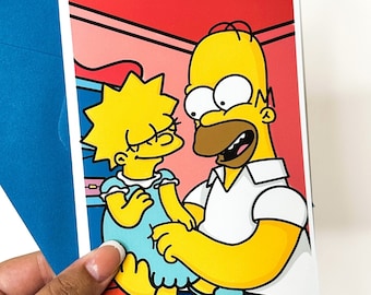 Homer and Lisa Simpson Father's Day Card: Archival Matte Print - dad and daughter