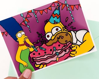 Homer Simpson Birthday Card: Funny Cake Lover Card