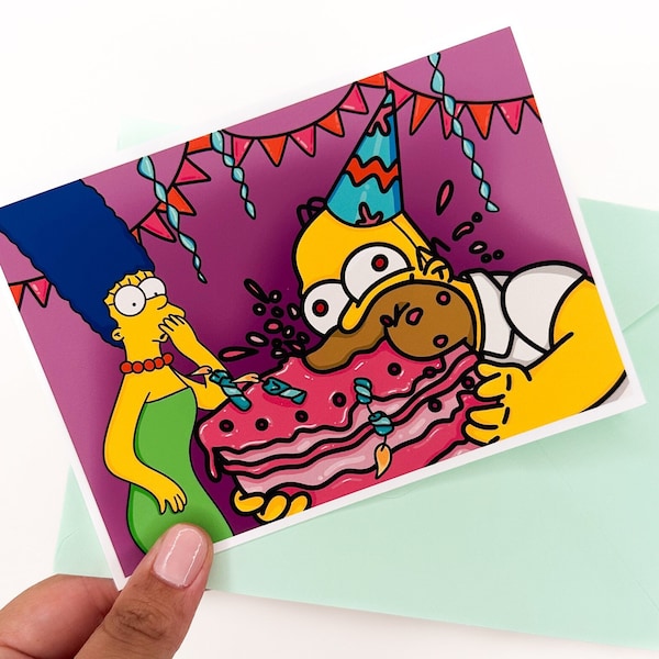 Homer Simpson-verjaardagskaart: Funny Cake Lover-kaart