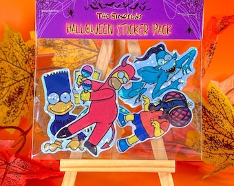 Paquete de pegatinas holográficas de Halloween de Los Simpson: Casa del Árbol del Terror a prueba de agua, 5 unidades - ThisisLiily