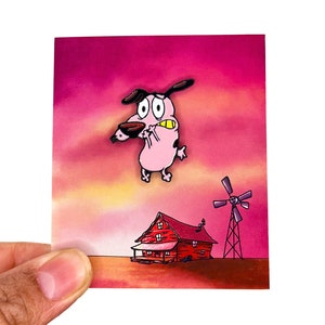 Courage the Cowardly Dog Pin - scared dog pin -  Mothers day gift - Pink enamel pin - Birthday gift  - Pin for Jackets - cute cartoon dog