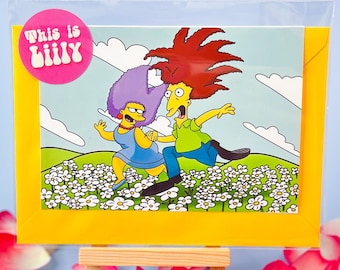 Sideshow Bob & Selma Card - The Simpsons Fan Art - Romantic Birthday, Anniversary, Mothers day Gift - Simpson Card - Birthday card