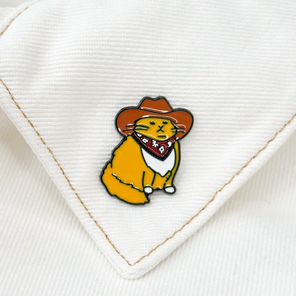 Crazy Ginger Cat Cowboy Enamel Pin | Cowboy cat | Ginger cat Lover gift | Badge for denim jacket | Ginger Cat with hat | badge for backpack