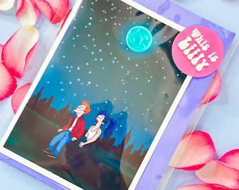 Futurama Romantic Karte: Fry und Leela Moon Szene - Jubiläum, Geburtstag