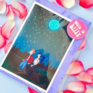 Carte romantique inspirée de la lune de Fry et Leela - Futurama - Anniversaire, carte d'anniversaire - Cadeaux pour petite amie - Cadeaux pour petit ami - Cadeaux pour elle