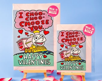 Jumbo 'I Choo Choo Choose You' Card - Large Simpsons Valentine, Funny Anniversary Gift, Romantic Home Decor - Birthday and Valentine's gift