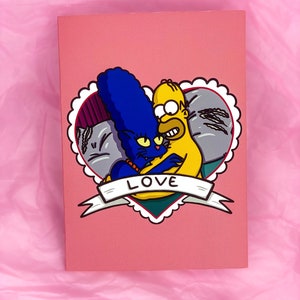 Carte d'amour Homer & Panther Marge - Les Simpsons « La cabane de l'horreur XIII » - Anniversaire, mariage, anniversaire - carte d'amour pour mari et femme