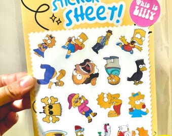 Simpsons Sticker Sheet (MATTE Vinyl) | Cartoon Sticker Sheet | Waterproof Stickers | Choose Your Design