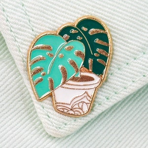 Monstera Plant Alloy Badge Pin - Cute Creative Potted Plant Brooch - Clothing Backpack Jacket Hat Pin DIY Decorations -  For Plant Lovers