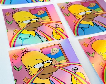 Homer Simpson Holographic Sticker - Rainbow Effect Waterproof Decal