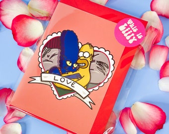 Homer & Panther Marge Love Card - The Simpsons 'Treehouse of Horror XIII' - Anniversary, Wedding, Birthday - love card for husband and wife