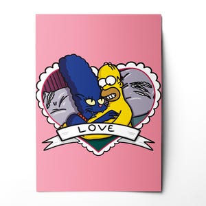 Panther Marge and Homer - The Simpsons Valentine&#39;s Card - The Simpsons - Instant Download Romantic card - Funny Love - Anniversary Card