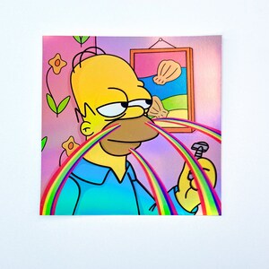 Homer Simpson Large Holographic Rainbow Effect Sticker - Waterproof ...