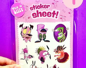 Courage the Cowardly Dog Sticker Sheet (MATTE Vinyl) | Cartoon Sticker Sheet | Waterproof Stickers | Choose Your Design