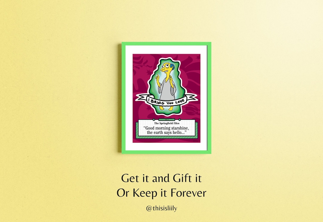 Mr. Burns Alien Art Print I Bring You Love Simpsons the Xfiles Wall Art Girlfriend Gifts