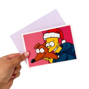 Het helpertje van de kerstman| Simpsons-kerstkaart | Bart en Santa's Little Helper |  Kerstkaart| Bart en zijn hond I Best Buddies