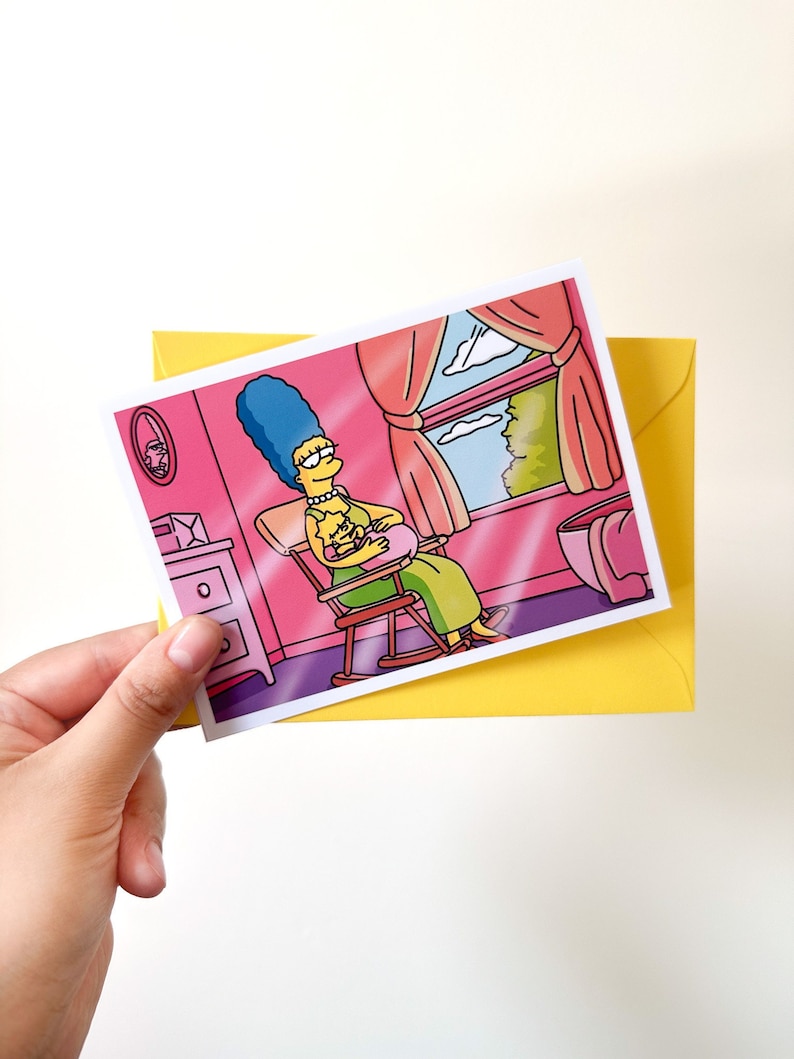 New born | The Simpsons| New baby Card | Simpsons with baby I Baby shower gift | Best memory | Marge Simpson baby | New baby girl