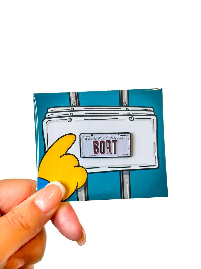 Bort License Plate Enamel Pin - The Simpsons collectible - Custom Cartoon Movie Brooch - Lapel Badges -for bags and clothes - Bart Simpson