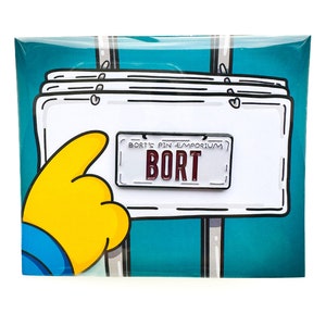 Bort License Plate Enamel Pin - The Simpsons collectible - Custom Cartoon Movie Brooch - Lapel Badges -for bags and clothes - Bart Simpson