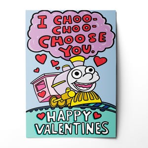 Tarjeta digital de San Valentín de Los Simpson: I Choo Choo Choose You (I Choo Choo Choose You) - Descarga instantánea Arte digital divertido de aniversario de amor - Ralph y Lisa Simpson