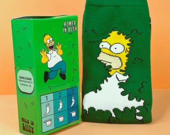 Homer in Bush Socks Gift Set, Meme Socks, Handmade Box, Funny Cartoon Socks, Cosy Cotton, Simpsons Fan Gift, Limited Edition thisisLiily