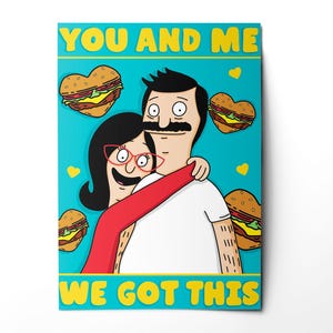 Bob's Burgers Love Card voor stellen | Romantische wenskaart | Digitale kunstkaart Bobs Burge | Verjaardagskaart | Valentijnscadeau-idee