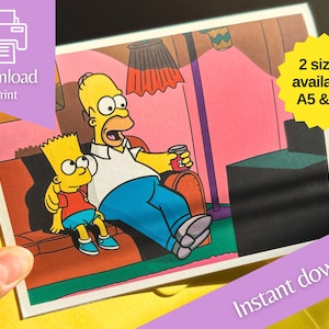 Carte de fête des pères père-fils - Homer et Bart Simpson - carte à téléchargement immédiat - cadeau émouvant de fête des pères pour papa et fille