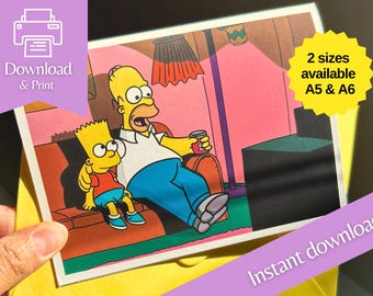 Homer and Lisa Simpson Father's Day Card: Printable Gift (PNG Download A5/A6)