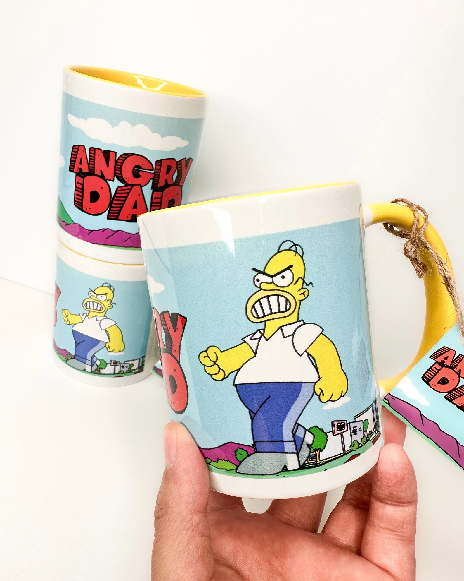 Homer Simpson Rangry The Simpsons Angry Dad Mug – Homer Yellow Cup Interior 11oz Ceramic - Etsy