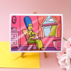New born | The Simpsons| New baby Card | Simpsons with baby I Baby shower gift | Best memory | Marge Simpson baby | New baby girl