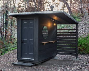Modern Outhouse Plans - Shed - Compost Toilet - Off Grid Living - Outdoor Bathroom Plans - Lean To Shed Plans - Outdoor Shower