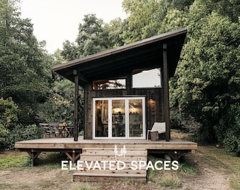 Redwood Cabin Plans PDF - Optional Bathroom - 14X20 ft - Tiny House - Lean to Cabin Plans With Loft - On / Off Grid - Farmhouse DIY Project