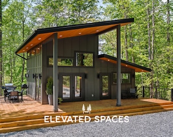 Modern Cabin Plans PDF - 2 Bedroom with Loft, 20x26, 615 SqFt - Tiny House Plans - Metric, Imperial - Real Projects Built by Real People™