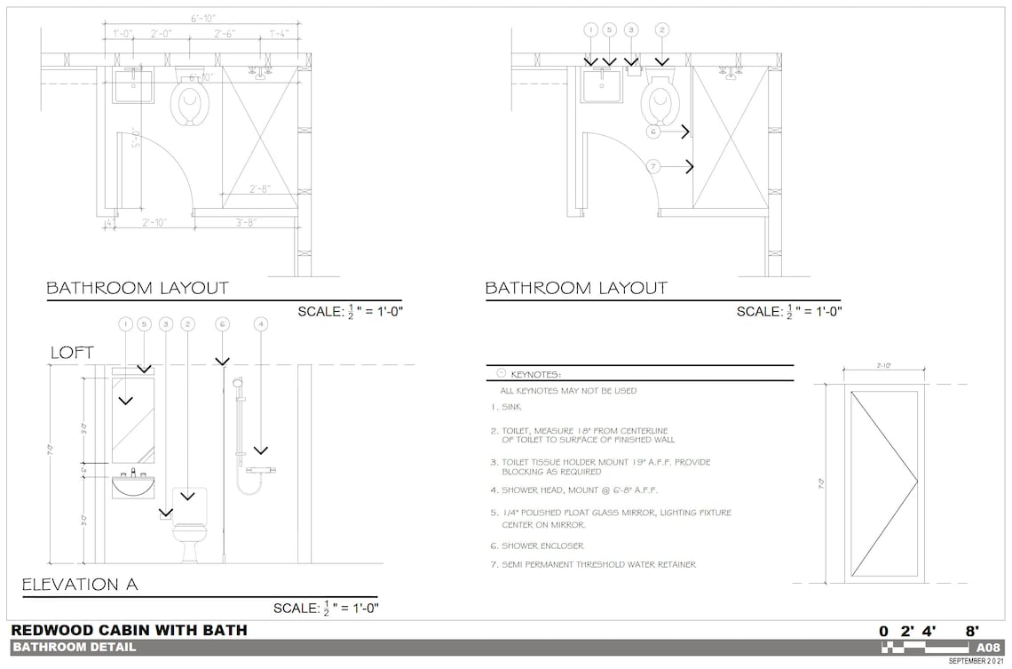 Tiny House Cabin With Bathroom Plans with Loft and 3D Etsy