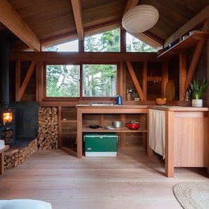 Plattegronden hut 12 x 16' - plattegronden huis 1 slaapkamer, 200 SF moderne hut - plattegronden - picknicktafel - plattegronden kleine huisjes