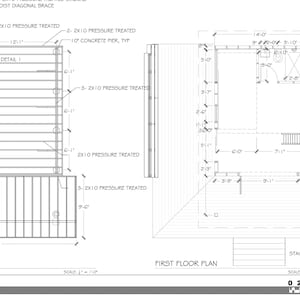 May include: A black and white architectural drawing of a first floor plan for a house with a bath. The plan shows a 9' x 14' room with a 6' x 8' bathroom, a 7' x 7' staircase, and a 3' x 9' deck. The drawing includes dimensions in feet.