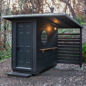 Modern Outhouse Plans PDF - Shed - Compost Toilet - Off Grid Living - Outdoor Bathroom Plans - Lean To Shed Plans - Outdoor Shower