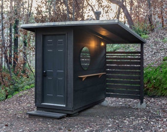 Modern Outhouse Plans PDF - Shed - Compost Toilet - Off Grid Living - Outdoor Bathroom Plans - Lean To Shed Plans - Outdoor Shower