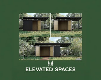 Modern Shed Plans PDF - 8X12 10X12 8X20 - Step-by-Step DIY Guide - 3D Sketchup Model - Shed with Porch (Construction drawings/blueprints)