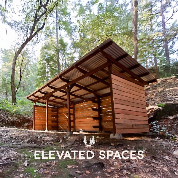 Planos de cobertizos de almacenamiento para exteriores (PDF) - Guía de construcción paso a paso - Cobertizo de tres lados - Cobertizo para equipos - Proyectos reales creados por personas reales™