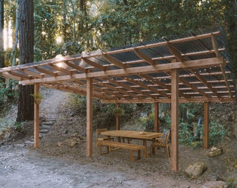 Covered Pergola Plans PDF - Gazebo Plans - Pavilion Plans - Lean To Awning - Covered Deck Hammock Stand - Arbor