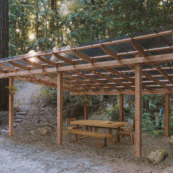 Covered Pergola Plans PDF - Gazebo Plans - Pavilion Plans - Lean To Awning - Covered Deck Hammock Stand - Arbor