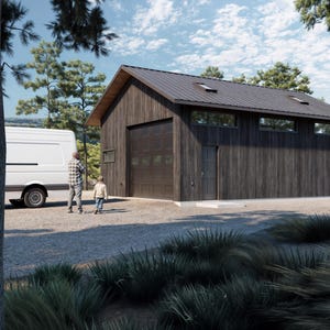 Garageplattegronden - 1 slaapkamer en 1 badkamer - 22 x 32 - werkplaatsplattegronden - garage voor 2 wagens - Van Life - plattegronden schuur - DWG - pdf