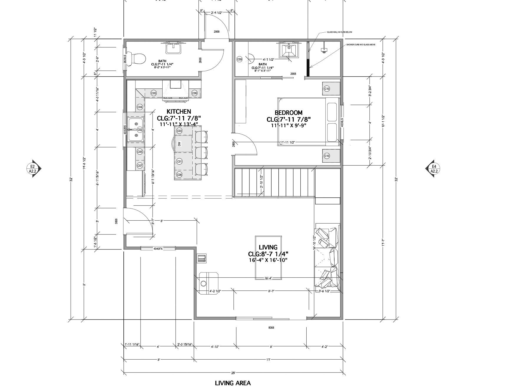25' X 32' Modern Cabin Plans PDF 2 Bed 1200 SF With Etsy
