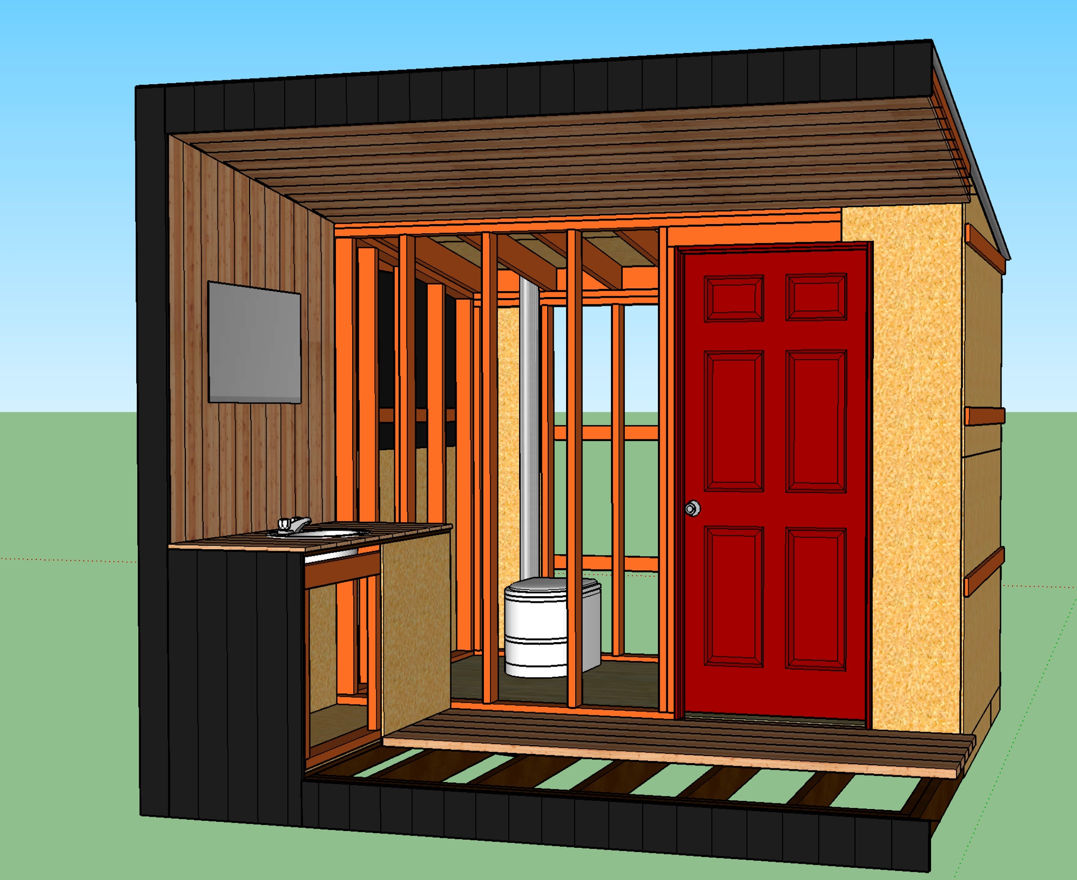 Modern Outhouse Plans 3D Sketchup Model blueprints Etsy