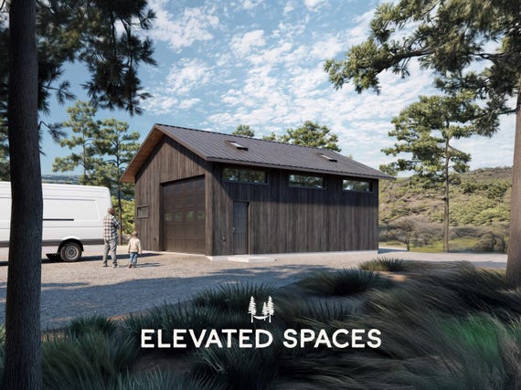 2-car Garage Plans With Loft: 22x32 Workshop, 1 Bed/bath (PDF