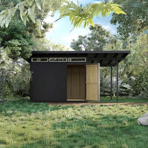 8X12 Modern Shed Plans PDF - Step-by-Step Illustrated DIY Guide - 3D Sketchup Model - Shed with Porch (Construction drawings/blueprints)