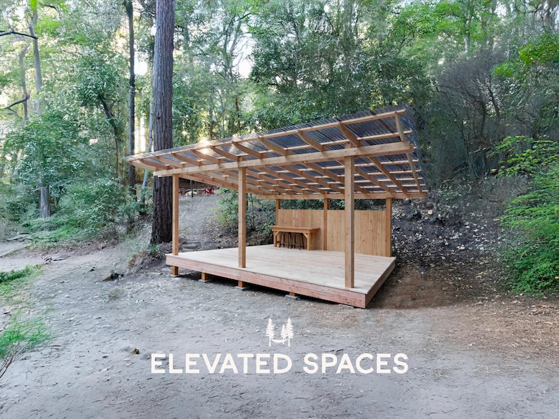 15X22 Modern Pergola Plans PDF - Pavilion Plans - Construction drawings - blueprints for outdoor kitchen, gazebo, shed, shelter image 1