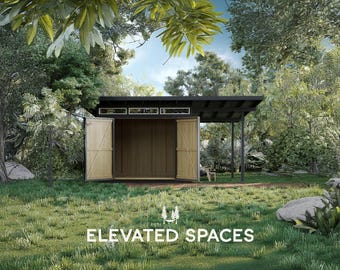 10X12 Modern Shed Plans PDF - Step-by-Step DIY Build Guide - 3D Sketchup Model - Shed with Porch (Construction drawings/blueprints)