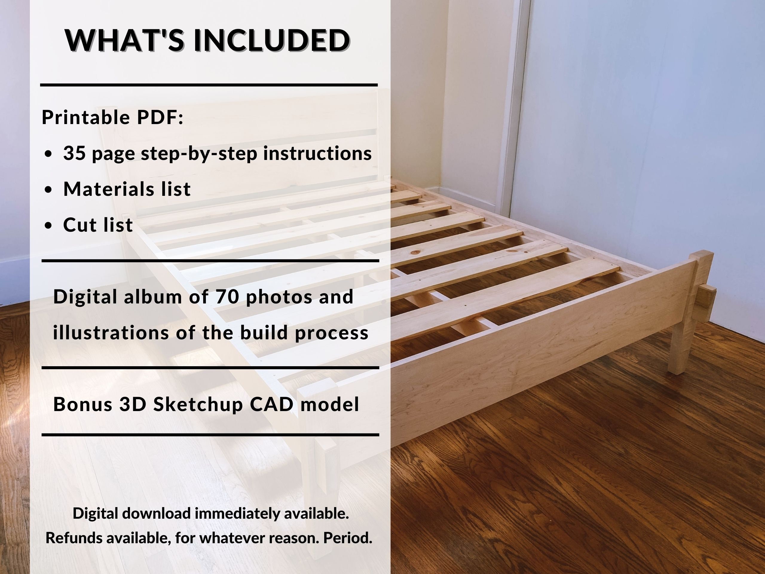 Bed Frame Plans PDF 35 Page Stepbystep DIY Build Guide Etsy Canada